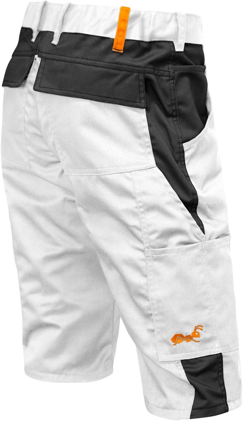 strongAnt Shorts Stretch Berlin Pro Herren Sommer Arbeitshose kurz Cargo Outdoor Grau-Shwarz-Weiss 6