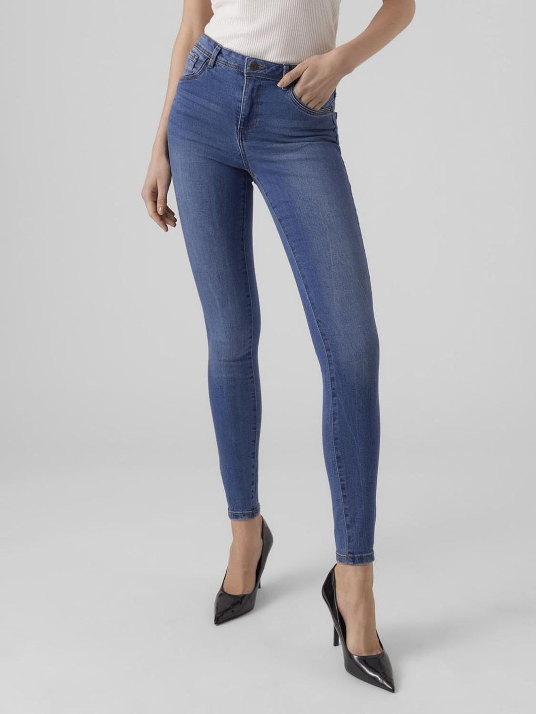 VERO MODA Damen Jeans XS / 36L Medium Blue Denim, XS / 36L Medium Blue Denim