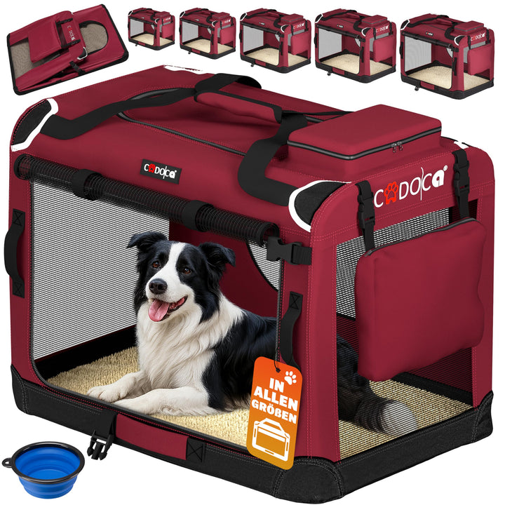 CADOCA® Hundebox faltbar Transportbox XL 82x56x58cm robust atmungsaktiv Transporttasche Auto Rückban