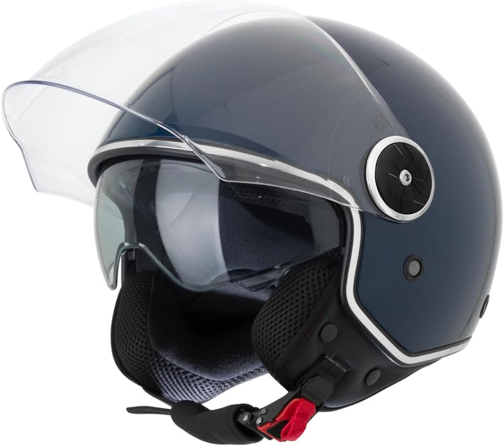 VINZ Tobia Jethelm mit Doppelvisier | Roller Helm Fashionhelm | In Gr. XS-XXL | Jet Helm mit Sonnenb