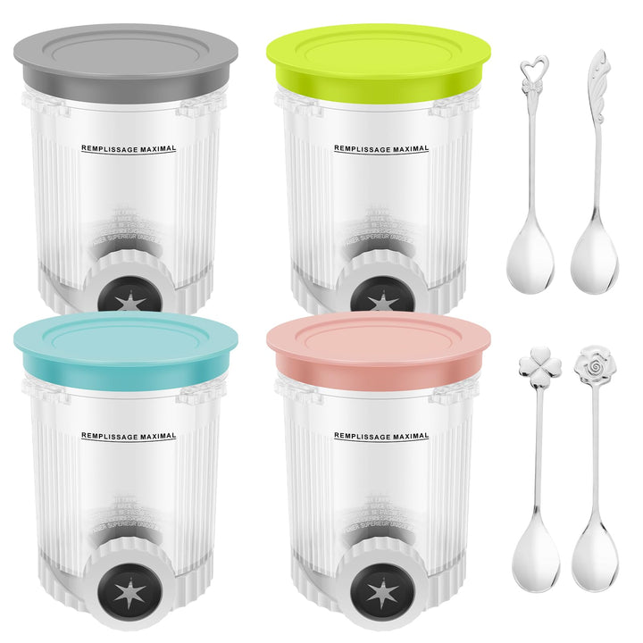 4 Stück Behälter für Ninja Creami Pints,450 ml Eisbehälter für Ninja Swirl NC700/NC701 Serie, Eiscre