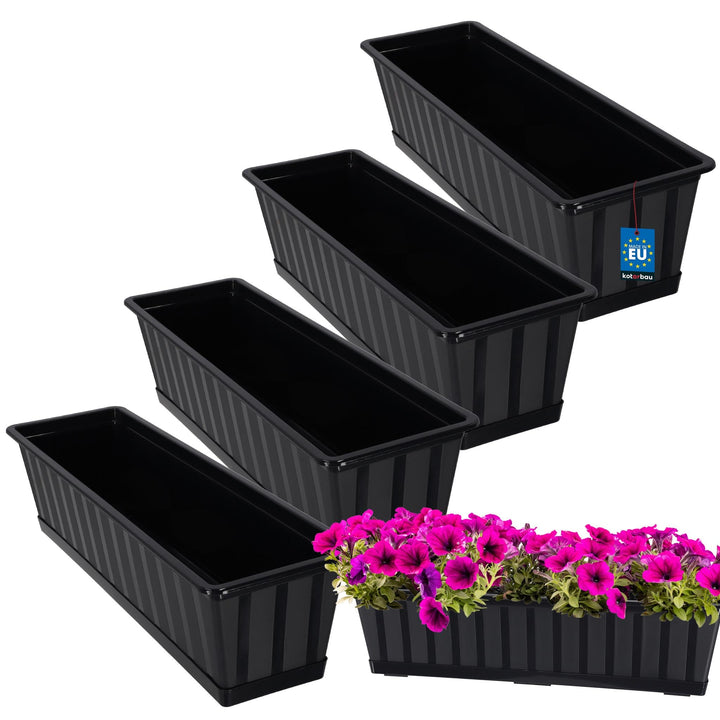 KOTARBAU® 4er Set Blumenkasten - Blumentopf für Balkon - 60 x 18 x 14 cm - Anthrazit - Balkonkasten
