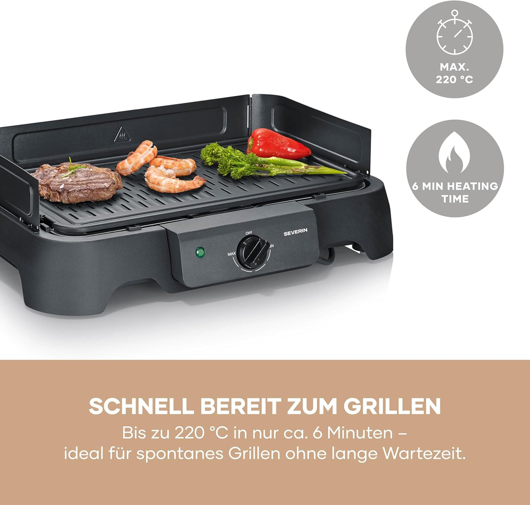 Severin Tischgrill (Innen- & Aussennutzung), Balkon & Küche, Temperaturen 40-220°C, schnelles Aufhei