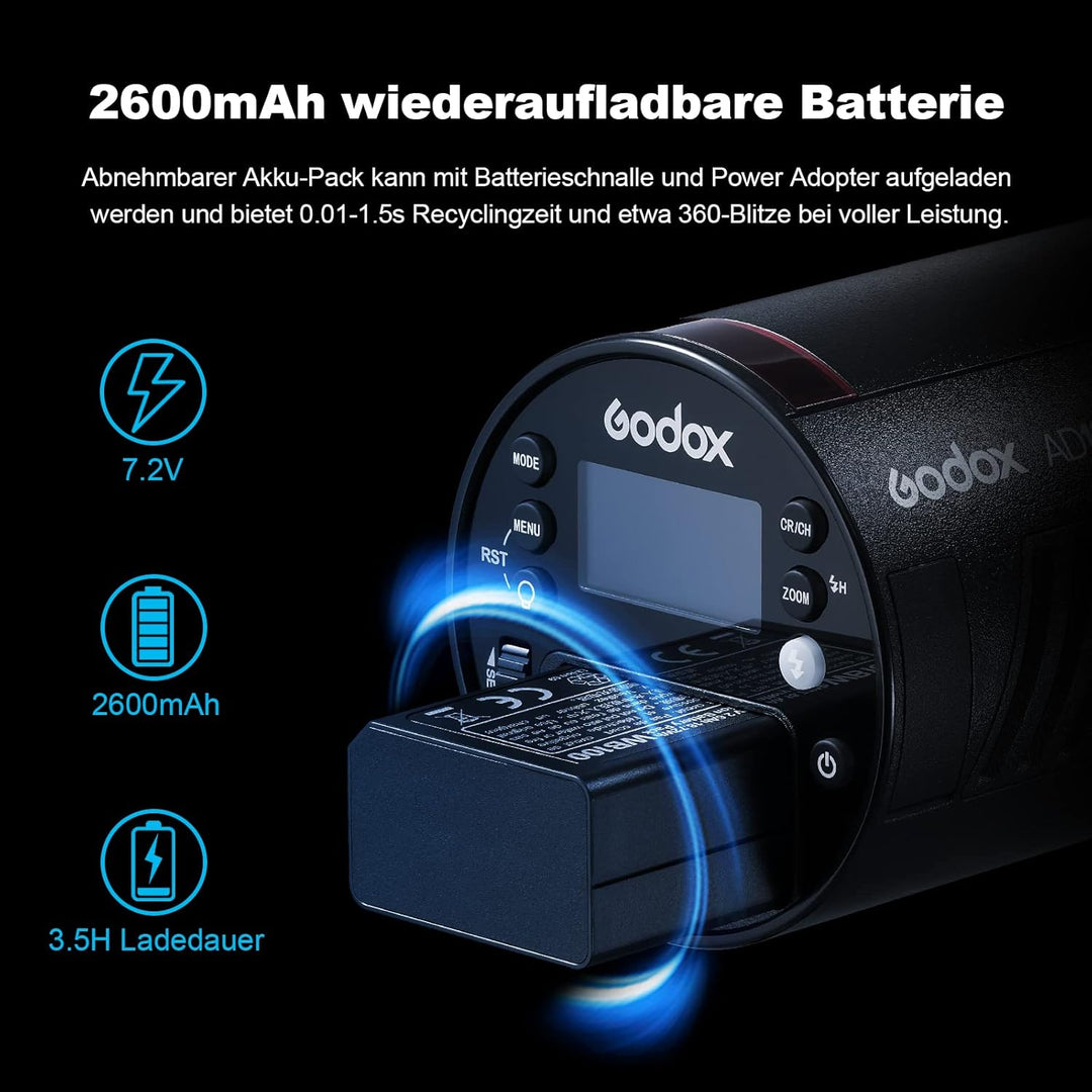 GODOX Blue AD100Pro it Strobe Light Photography,100Ws 2.4G Wireless HSS 1/8000s Outdoor Flash Light,