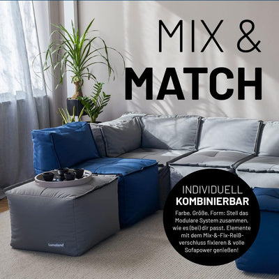 Lumaland Sitzsack-Lounge Modular Pouf | Individuell erweiterbarer & leichter Hocker | Waschbare & Wa