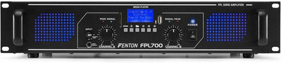 Fenton FPL700 PA Verstärker 700 Watt, 3 Kanal Endstufe, Digitalverstärker mit Bluetooth, AUX, USB, M