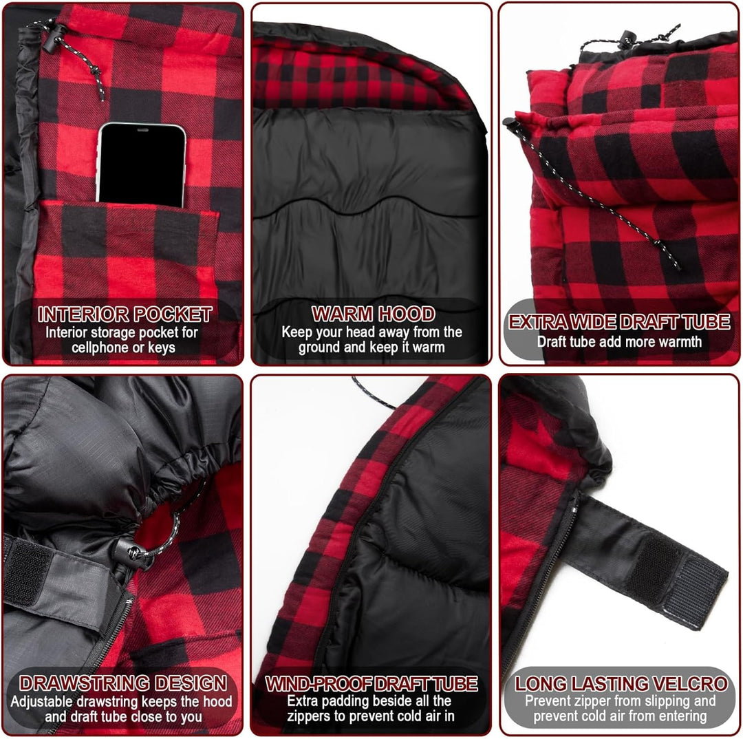Doppelschlafsack 2 Personen 230x150cm – Flanell-Deckenschlafsack | Weiches Flanell-Futter, wasserdic
