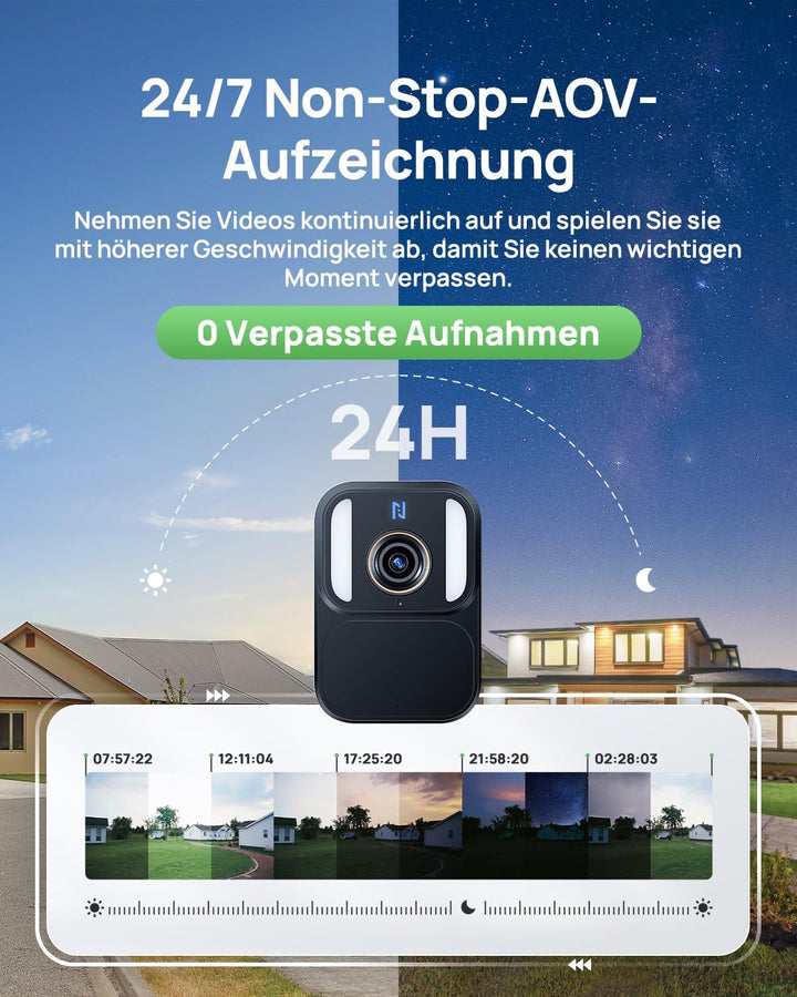 Anona Aurora 4K Solar Überwachungsset (4er-Pack) für Aussen, kabellos, 8MP Farb-Nachtsicht, 24/7-AOV