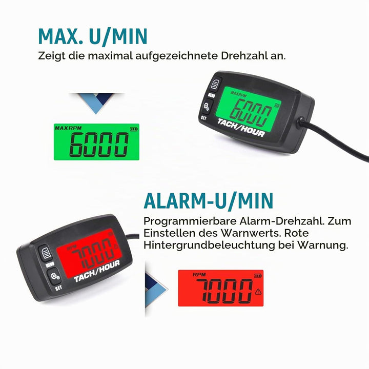 2 Stück Runleader Digital Wartung Tach/Stundenzähler, Batterieersatz für kleinen Gasmotor, verwendet