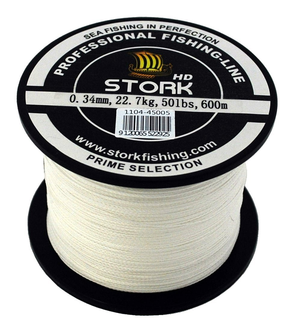 Stork HD, 4-Fach geflochtene Angelschnur 600m Weiss 15 lbs / 6.8kg / 0.15 mm, Weiss 15 lbs / 6.8kg /