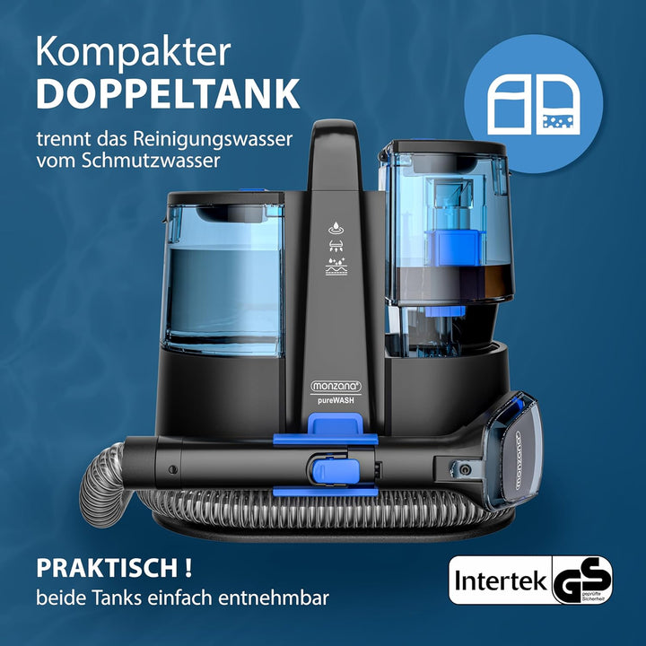 MONZANA® Waschsauger Polsterreiniger Gerät mit 2-in-1 Bürstenaufsatz für Teppiche & Polster 1,2 m Sc