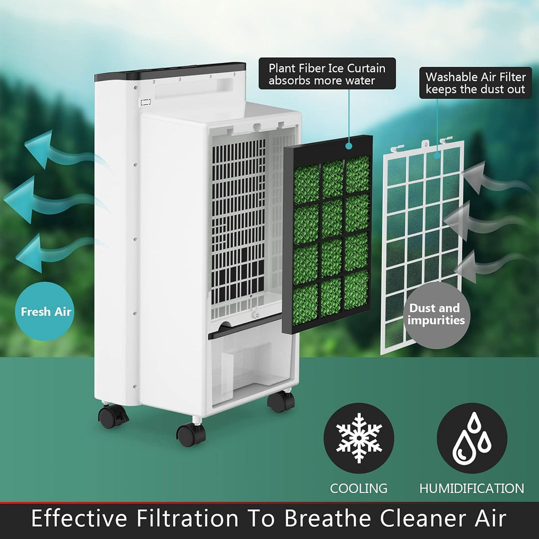 RELAX4LIFE 3 in 1 Mobile Klimaanlage, Ventilator mit Fernbedienung &amp; 2 Kühlakkus, 75W Klimagerät mit