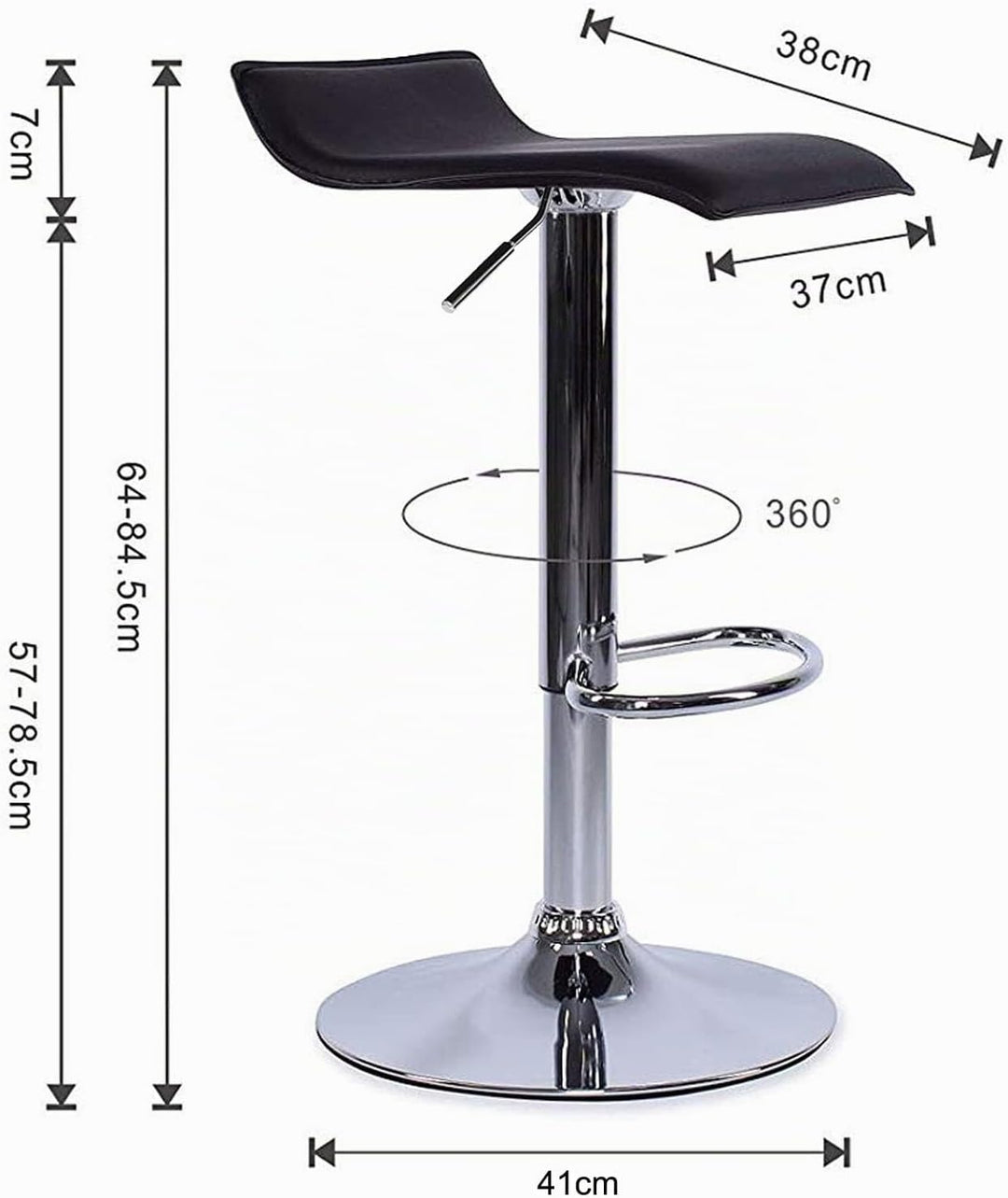 dibea Barhocker 2er-Set Kunstleder Barstuhl 360° drehbar höhenverstellbar Schwarz, Modell 4 Modell 4