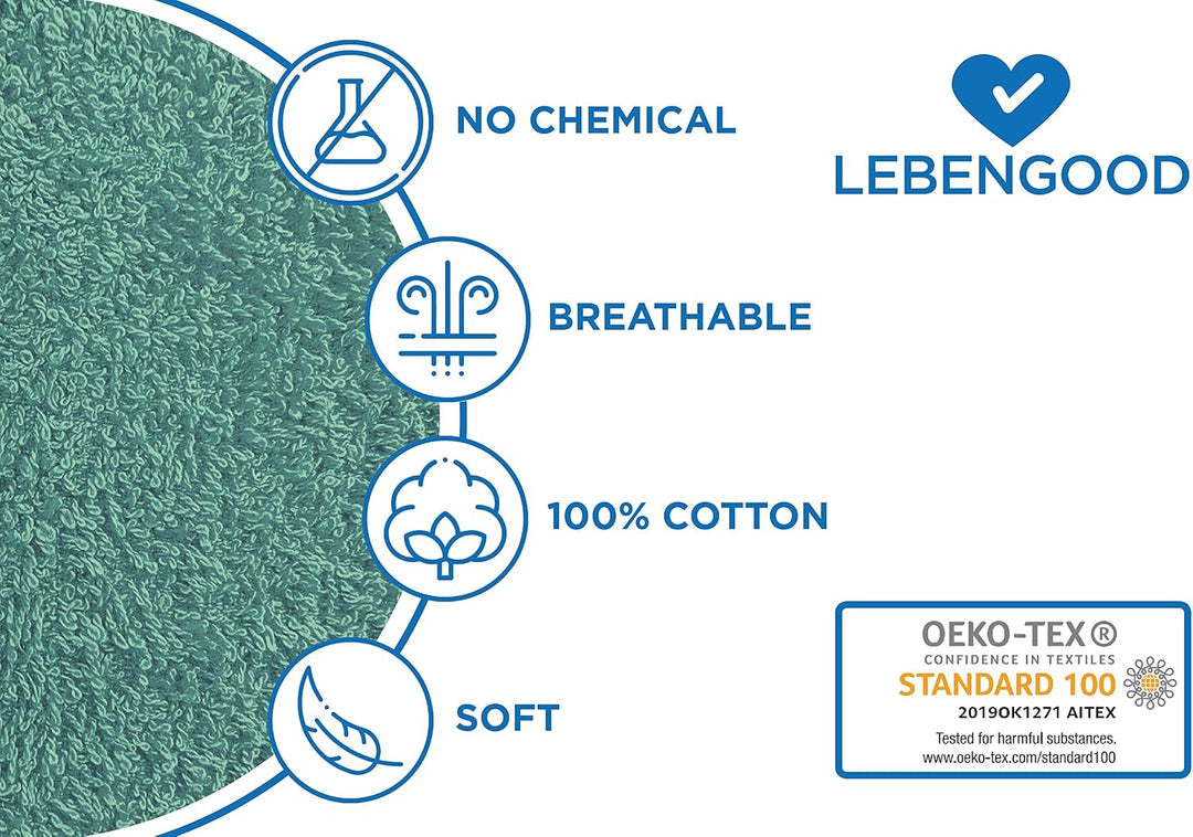 LEBENGOOD Bademantel für Damen, Herren, Unisex, Frottee 100% Baumwolle, Weicher Morgenmantel Dusche,