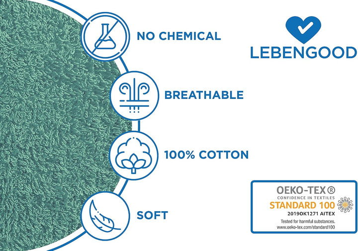 LEBENGOOD Bademantel für Damen, Herren, Unisex, Frottee 100% Baumwolle, Weicher Morgenmantel Dusche,