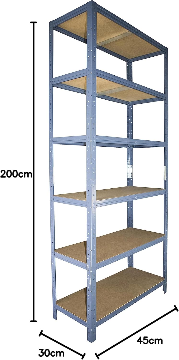shelfplaza® 200x45x30cm Home Schwerlastregal blau/Metallregal mit 6 Böden/Kellerregal Metall, Garage