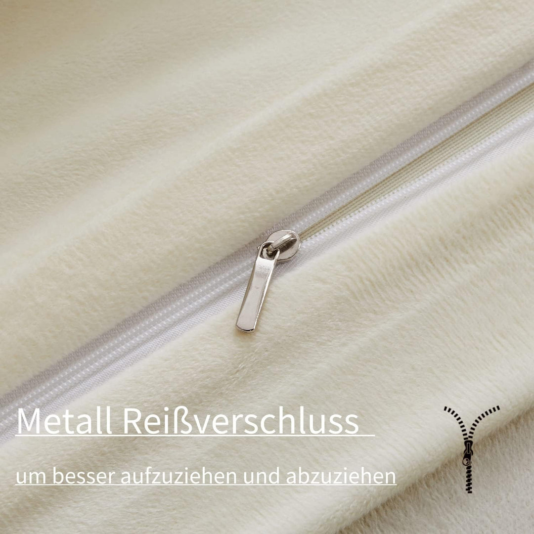Boqingzhu Biber Bettwäsche 200×220cm Plüsch Beige Weiss Flanell Winter Warm Kuschelig Flauschig Bett