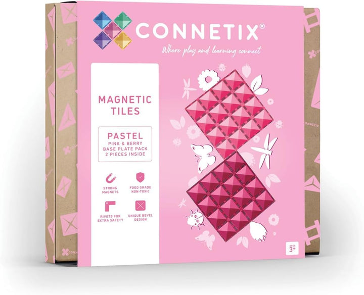 Connetix Magnetische Fliesen Pastell Rosa und Beere Grundplatten-Pack, 2 Stück
