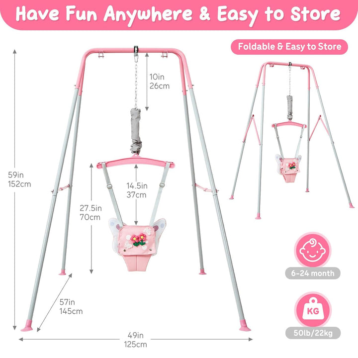 FUNLIO Baby-Hüpfsitz mit Ständer für 6–24 Monate, Hüpfsitz für drinnen und draussen, mit verstellbar