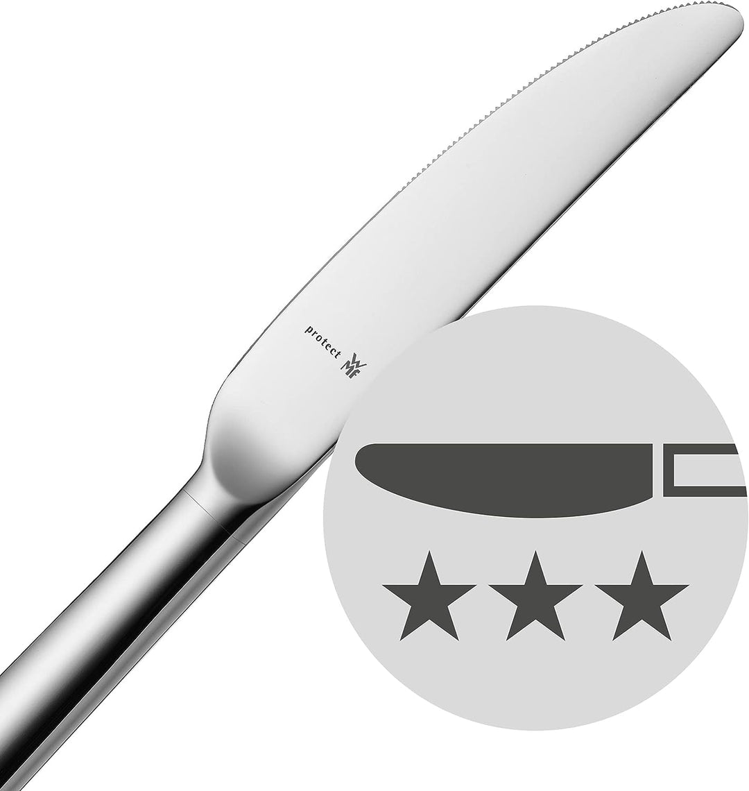 WMF Sonic Besteck Set 12 Personen, 66 teilig, 60 Teile mit Servierbesteck, Hohlheftmesser, Cromargan