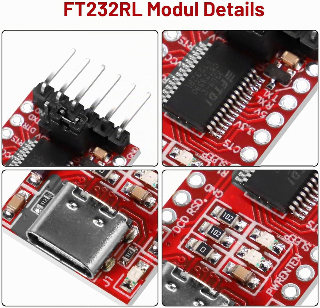 USB-C zu TTL Serial Adapter mit FT232RL RUIZHI 3 Stück FT232RL Modul für 3.3V und 5V Mini USB zu TTL