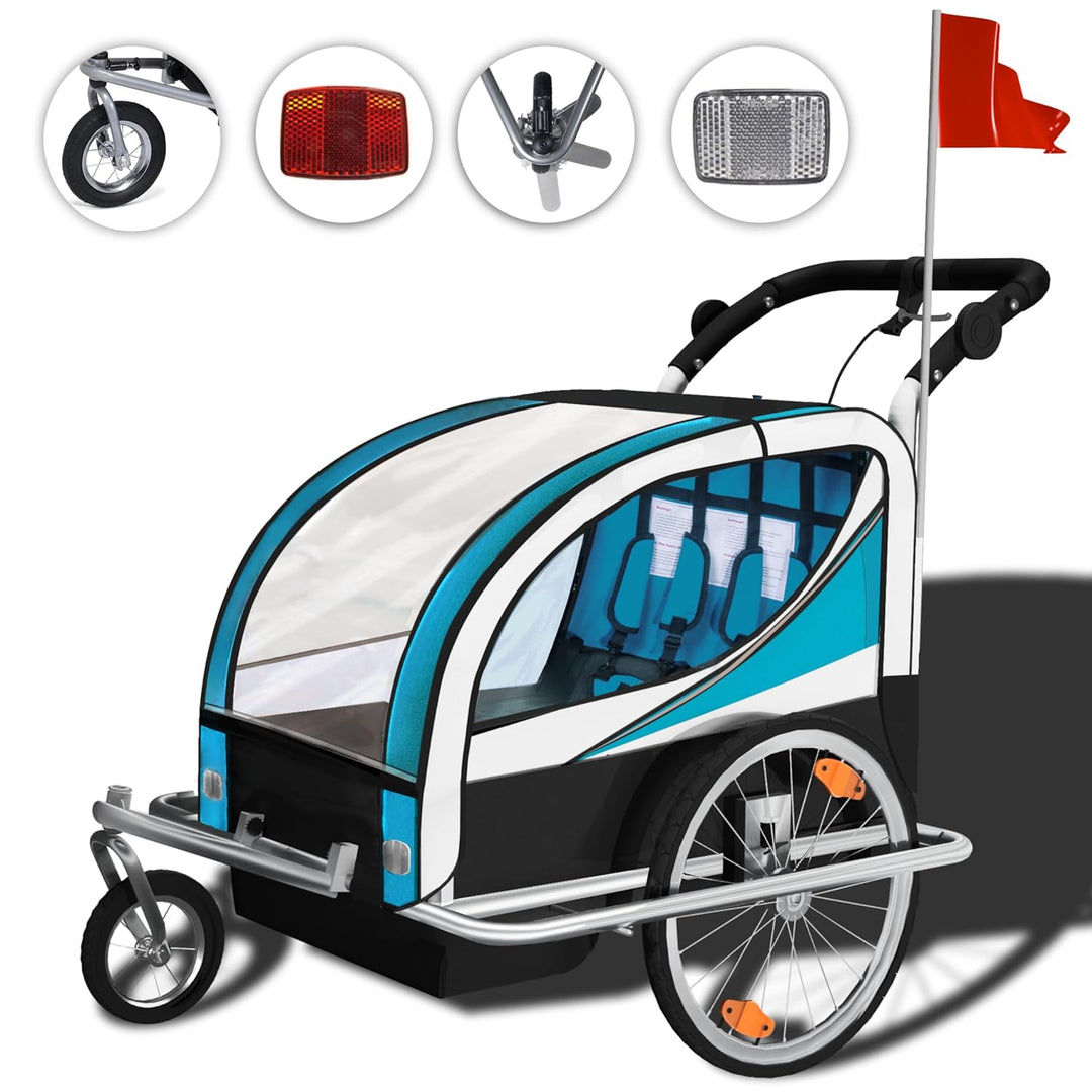 SAMAX Fahrradanhänger Jogger 2in1 360° drehbar Kinderanhänger Kinderfahrradanhänger Transportwagen v