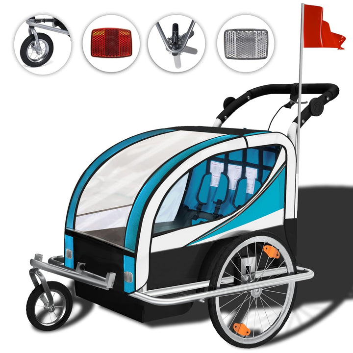 SAMAX Fahrradanhänger Jogger 2in1 360° drehbar Kinderanhänger Kinderfahrradanhänger Transportwagen v