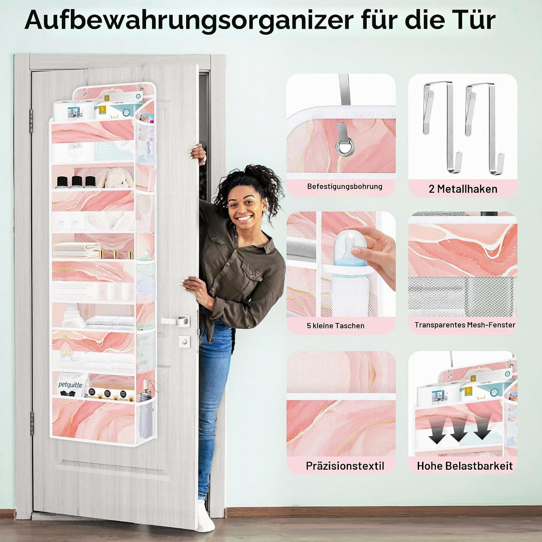 Clastyle Marmor Tür Hängeaufbewahrung Faltbar Hängeorganizer für Camping Bad Schrank Schlafzimmer Mä