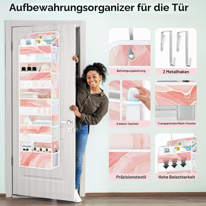 Clastyle Marmor Tür Hängeaufbewahrung Faltbar Hängeorganizer für Camping Bad Schrank Schlafzimmer Mä