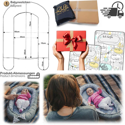 PaLulli Kuschelnest 2-seitig Babynest Babynestchen Baby Nest Nestchen Reisebett Wickelauflage Kusche