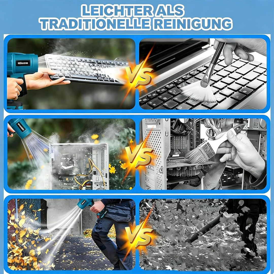Akku Laubbläser, Kompatibel mit Makita 18V Akku, 2×3000mAh Akkus &amp; Ladegerät, Kabelloser Laubpuster