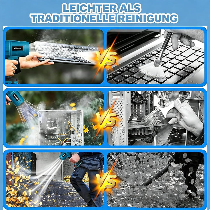 Akku Laubbläser, Kompatibel mit Makita 18V Akku, 2×3000mAh Akkus &amp; Ladegerät, Kabelloser Laubpuster