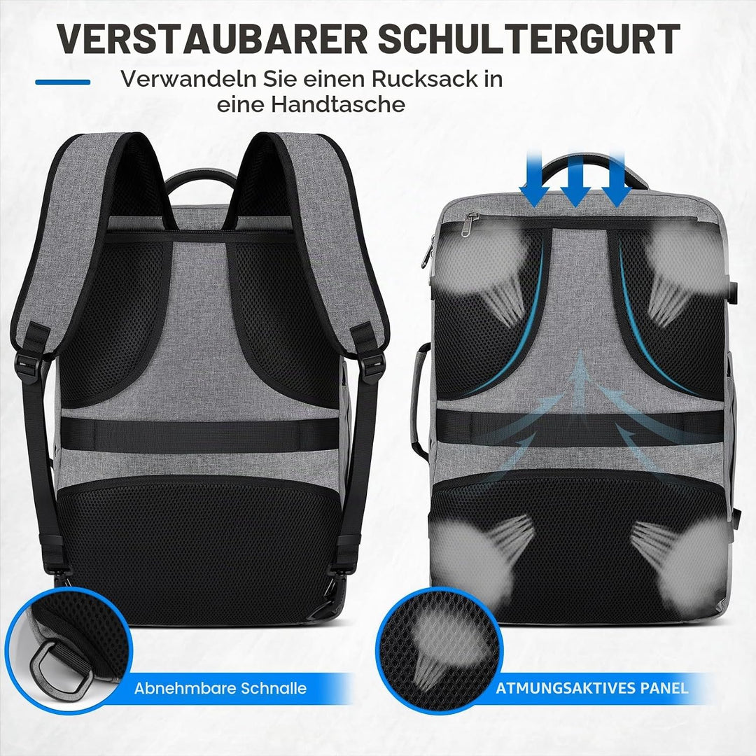 Lubardy Reiserucksack Herren Damen Handgepäck Rucksack Flugzeug Gross Laptop Rucksack 17 Zoll Wasser