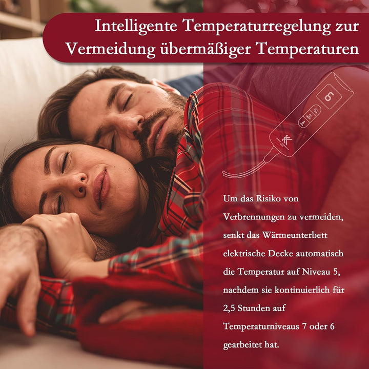 REDKEY Wärmeunterbett mit Abschaltautomatik, Heizdecke Unterbett mit 7 Temperaturstufen, Heizunterbe