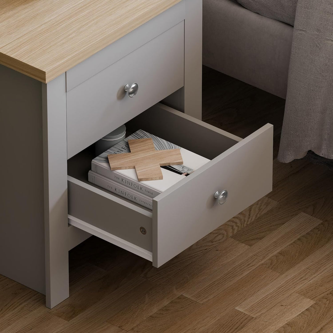 Vida Designs Nachttische, MDF, Spanplatte und Melaminfurnier, Grau, Standard, Grau