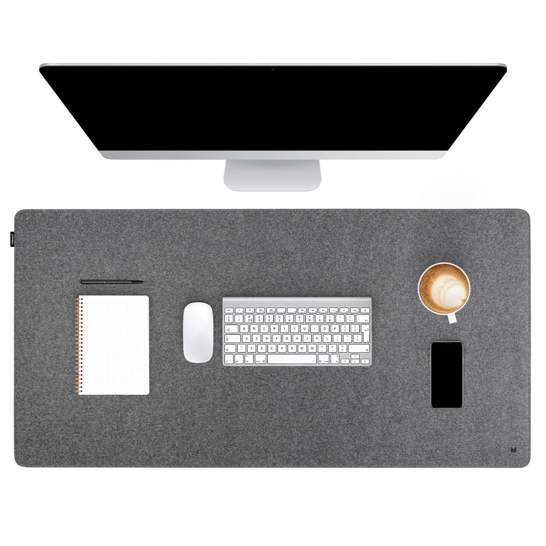 FORMGUT Schreibtischunterlage Filz, Laptop Unterlage, Desk Mat (80x40 cm - Mittelgrau) - Mauspad XXL