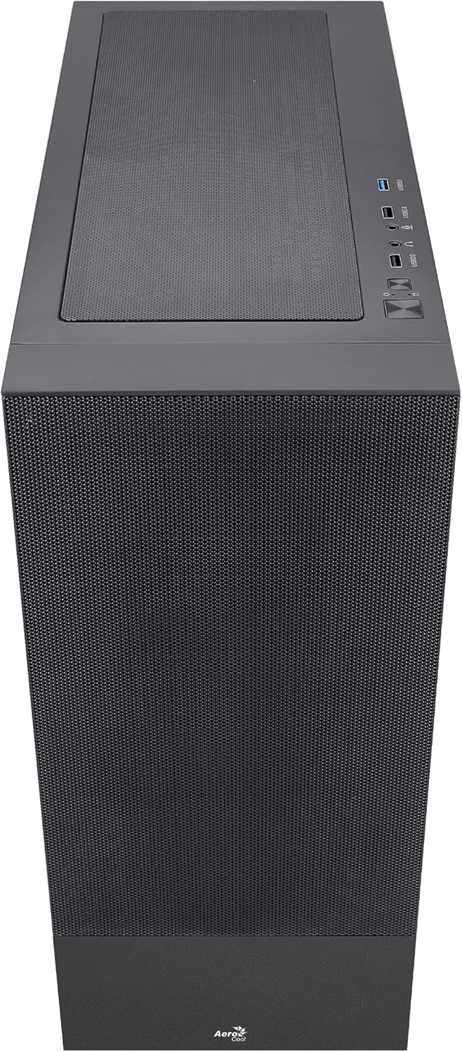 Aerocool CIPHERBKV1, PC ATX-Gehäuse, Vertikale GPU-Halterung, Front Mesh + Seitengitter, Schwarz Sch