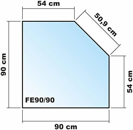 Fünfeck 90x90cm Glas schwarz - Funkenschutzplatte Kaminbodenplatte Glasplatte f. Kaminofen Ofenunter