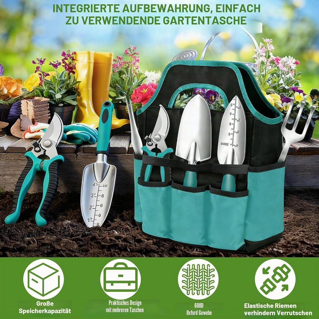 Gartenwerkzeug Set,8 Stück Garten Werkzeuge mit Dauerhafter Aufbewahrungstasche,Gartengeräte aus Ede