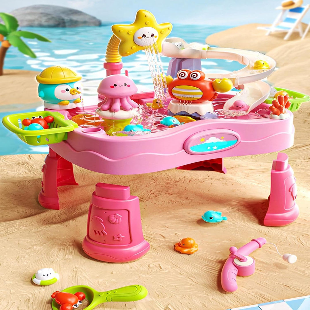 Wasser Aktivitätstisch - Tragbarer Verstellbarer Sommerspielzeug mit Pumpe | Sommer Outdoor Wasser A