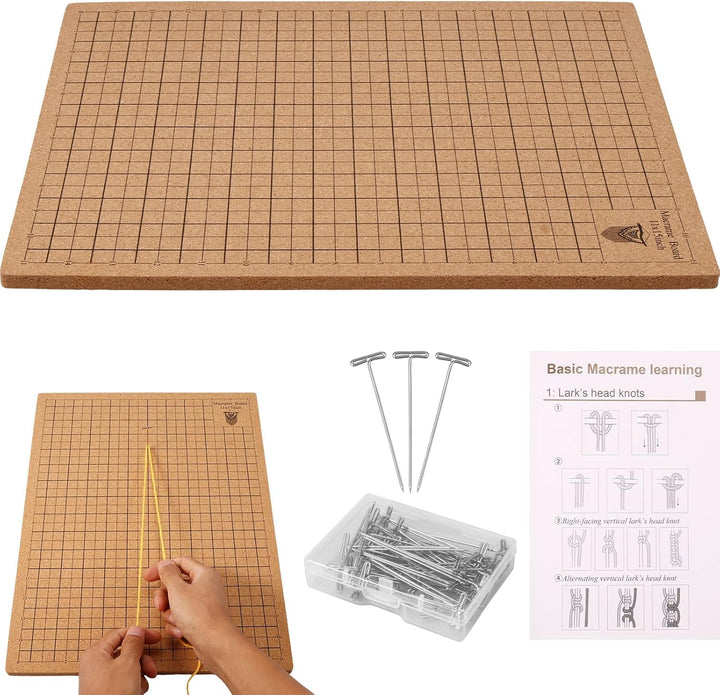 Macrame Board mit Stiften 40 x 30 cm Makramee Tafel mit T-Stiften Rastern Makramee Board Set Wiederv