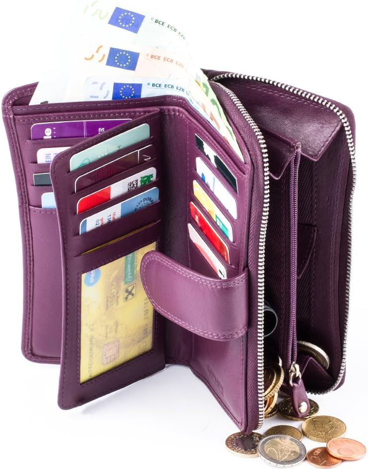 Greenburry Spongy Nappa 970-28 Purple Leder - grosse Damenbörse Geldbörse