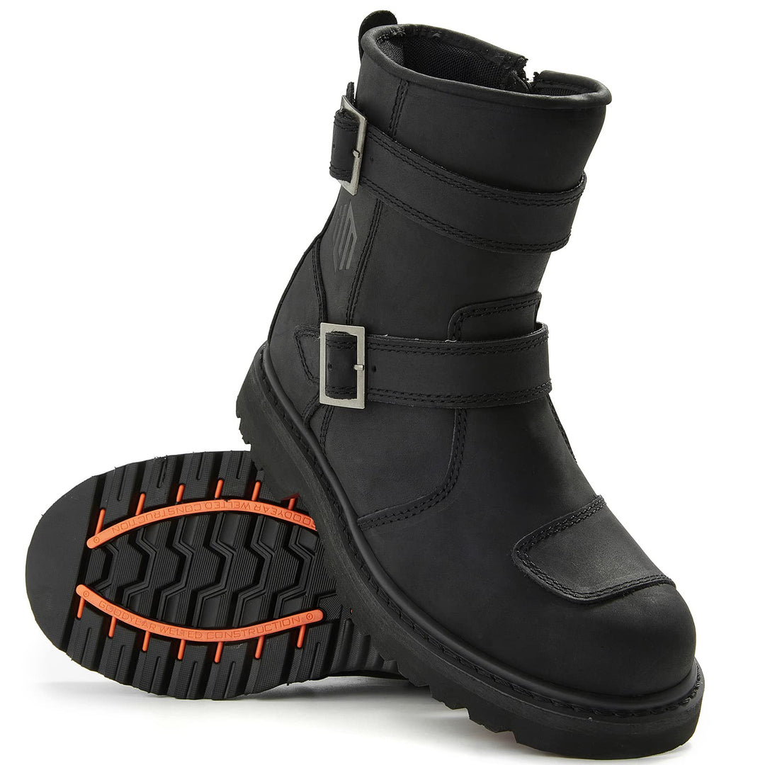 ILM Motorradstiefel-Motocross Stiefel Motorradschuhe Leder mit Seitlichem reissverschlüsse Herren Da