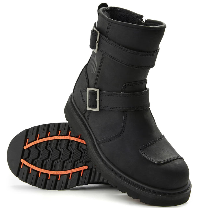 ILM Motorradstiefel-Motocross Stiefel Motorradschuhe Leder mit Seitlichem reissverschlüsse Herren Da