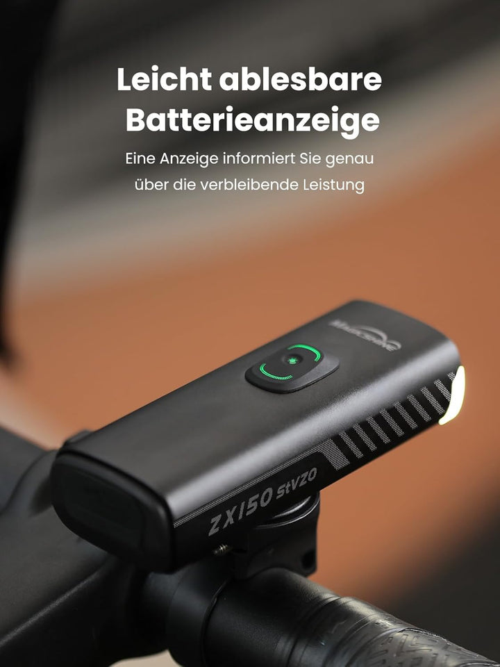 Magicshine ZX150 | LED Fahrradlicht 150 Lux | StVZO zugelassenes, akkubetriebenes Vorderlicht mit 2
