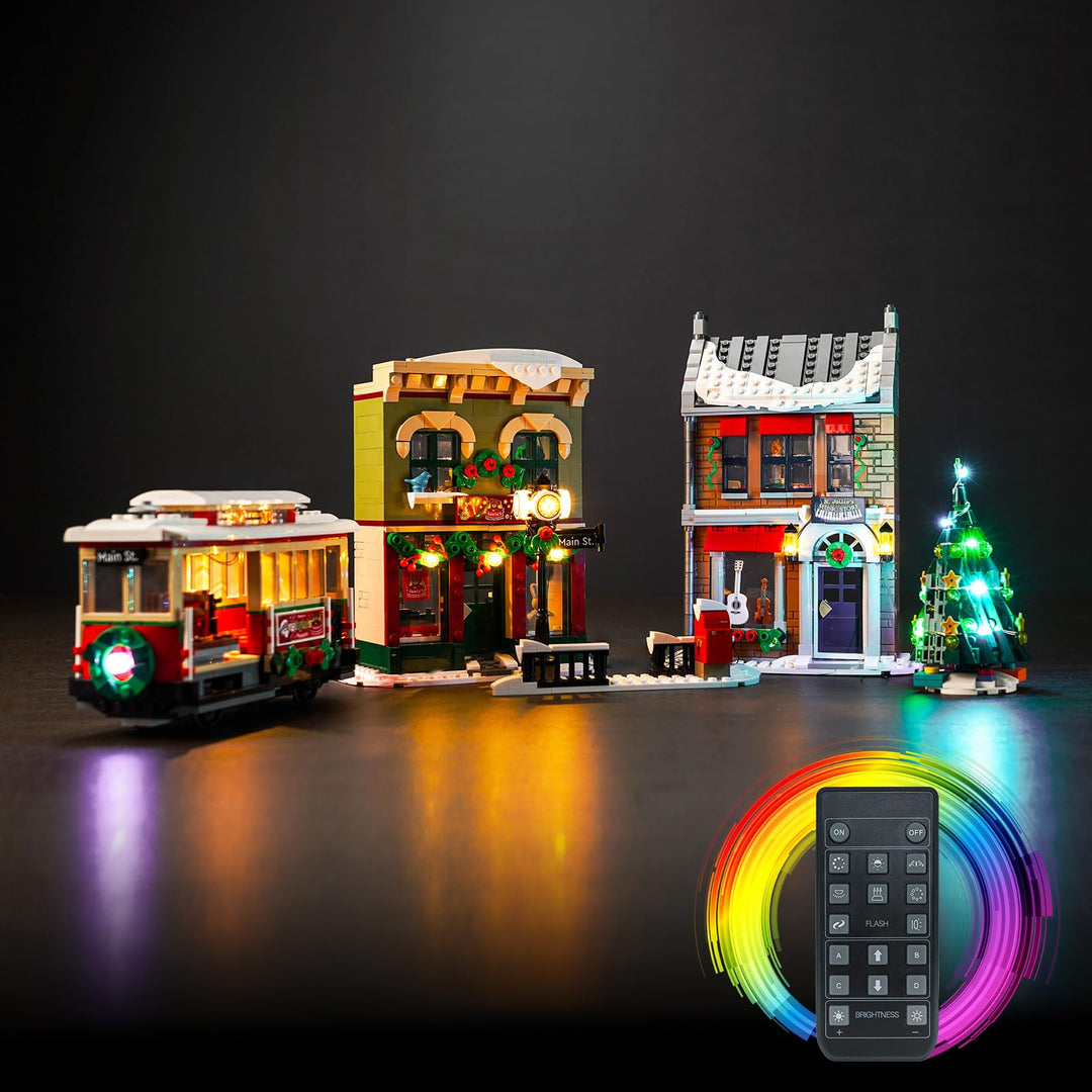Fernbedienung Licht-Kit für Lego Icons Christmas Decorated Main Street 10308 (Nicht Lego), Led Beleu