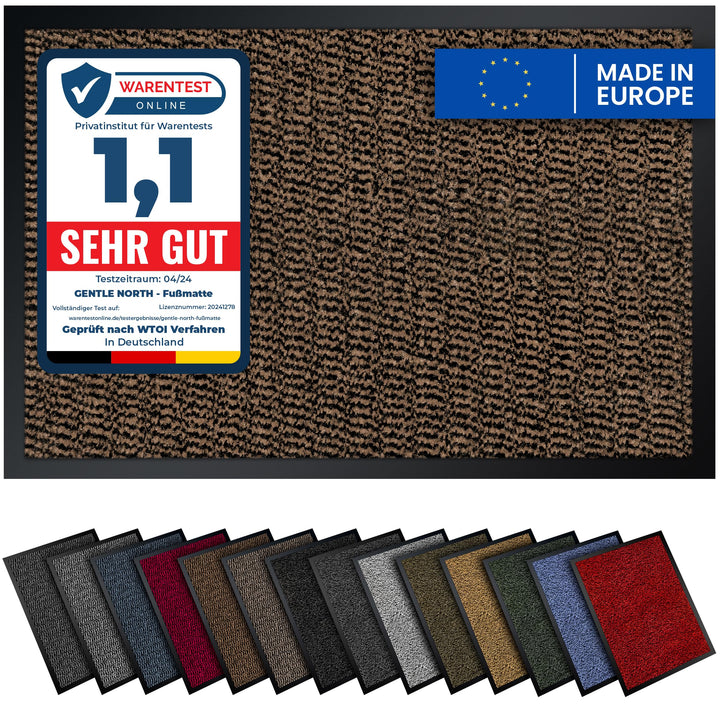 Gentle North Hochwertige Fussmatte beige schwarz 60x90cm gross für Innen & Aussen - Schmutzfangmatte