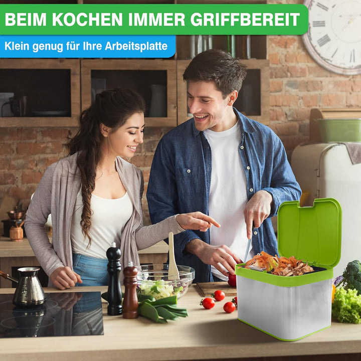 YourCasa® Biomülleimer Küche 4,3 L aus Edelstahl - geruchsdichter Bio Mülleimer mit Deckel & spülmas