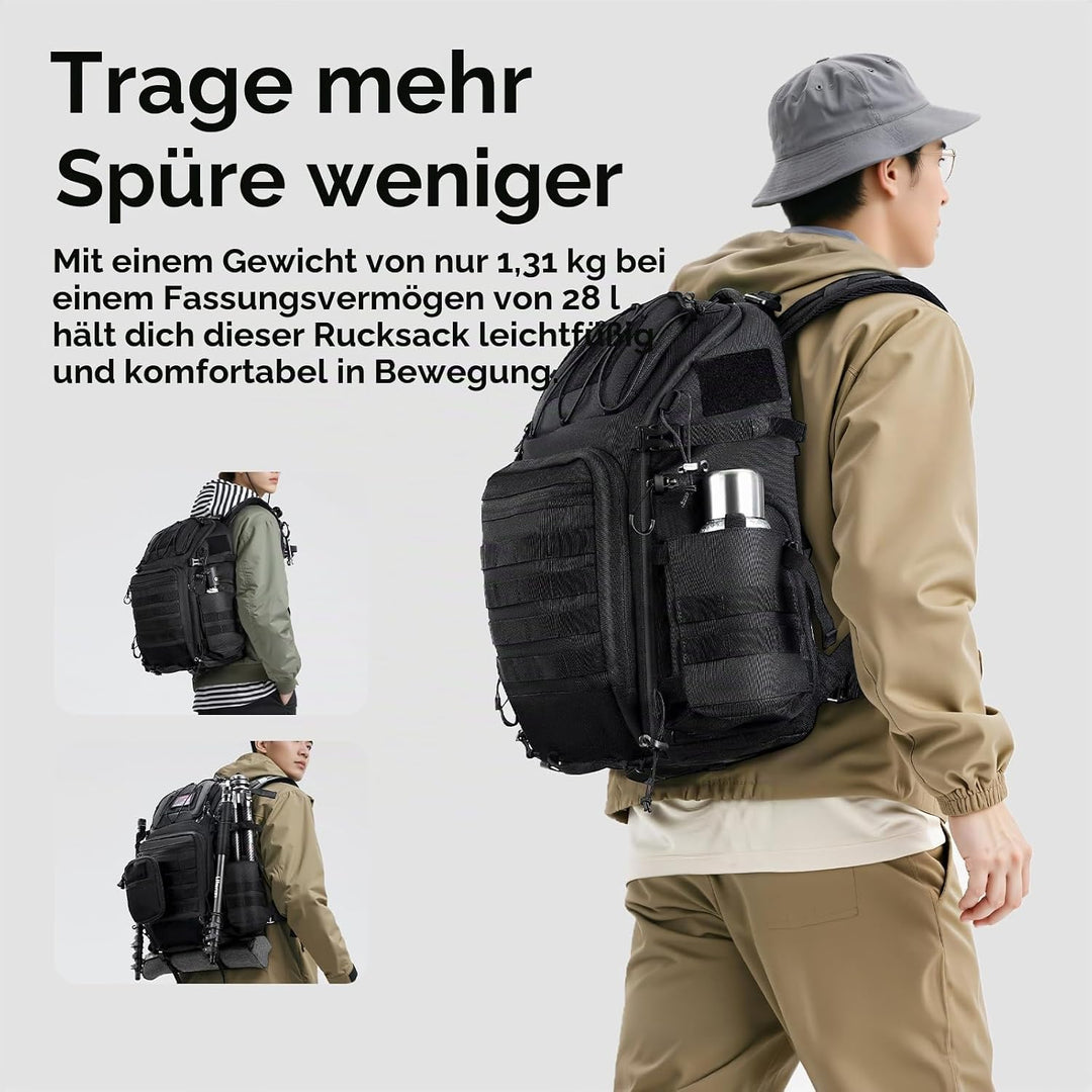ULANZI 28L Kamerarucksack, Kameratasche gross mit mehreren Erweiterungspunkte, 7-lagiger Partitionss