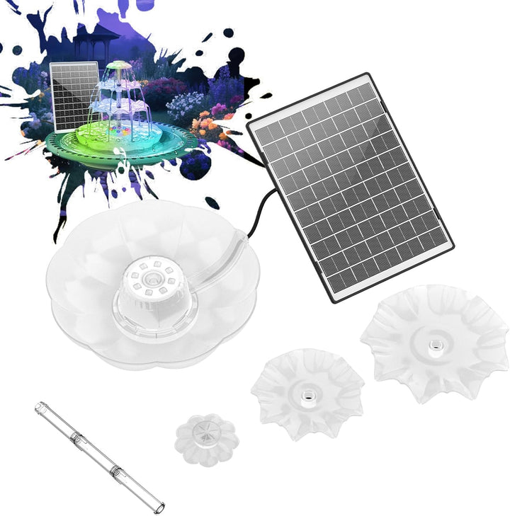 AISITIN DIY Brunnen,Vogeltränke Sets mit 6,5W Solar Springbrunnen mit Akku und LED, 3 Stufige Vogelf